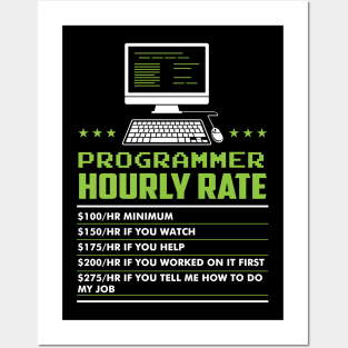 Hourly Rate - Funny Coder Programmer Posters and Art